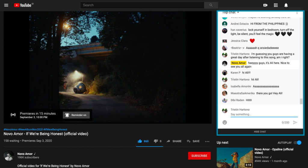 novo amor if we're being honest chat box 1