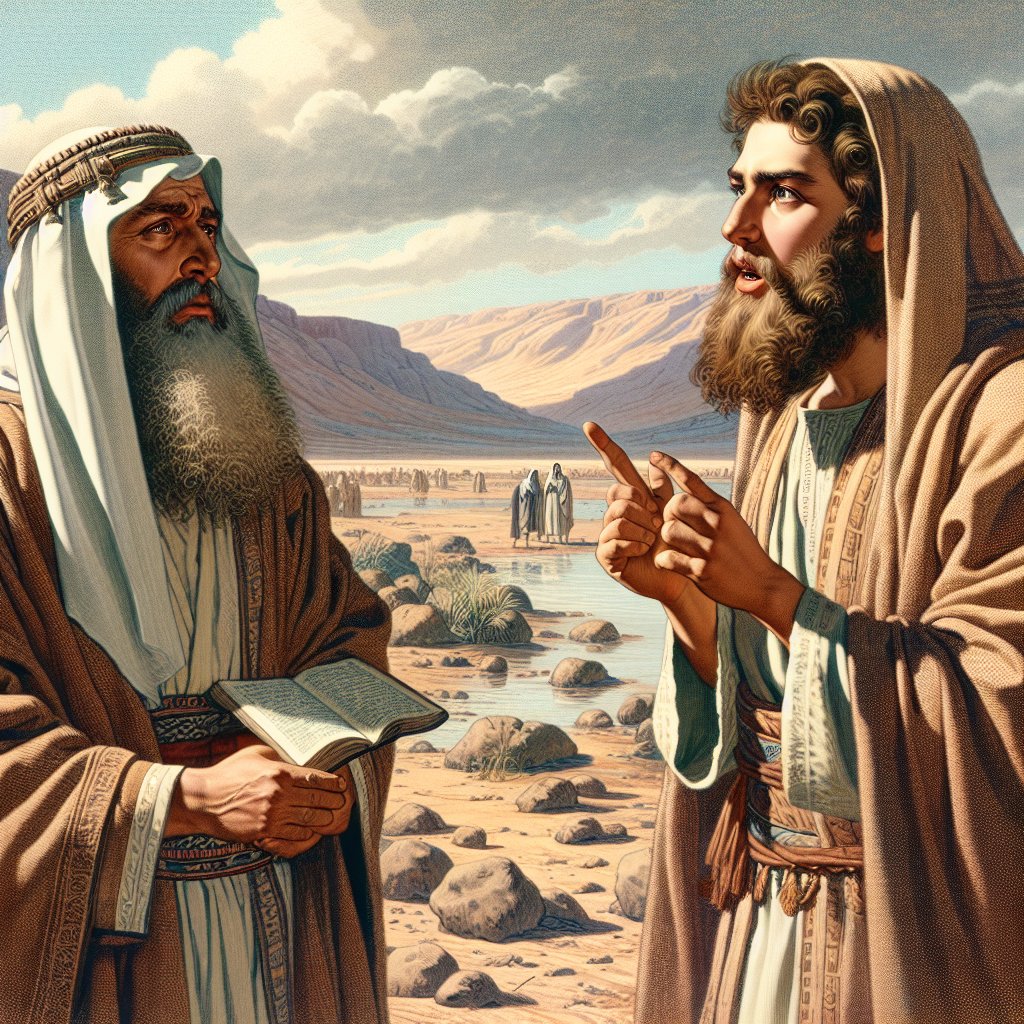 young elijah talking to king ahab in the fifth mountain opening by bible art
